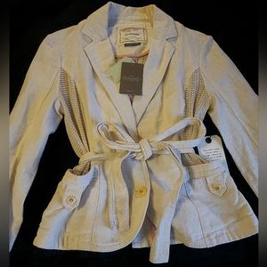 Creme Button up Anthropologie Jacket with mesh sides